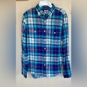 Old Navy Men S Slim Fit Blue Plaid Flannel Button Down Shirt